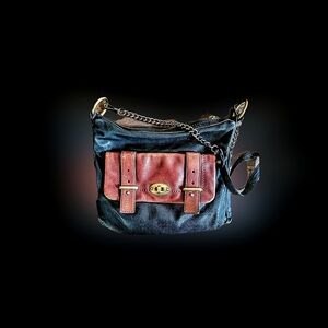 Leather crossbody turnlock satchel